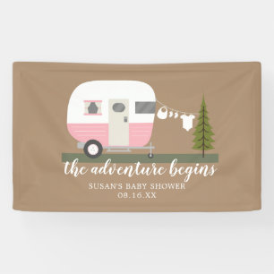 Adventure Trailer Camper Girl Baby shower Spandoek