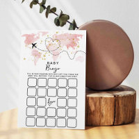 Adventure Travel Map Baby shower Bingo Cartes de j