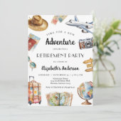 Adventure Travel Theme Retirement Invitation (Debout devant)