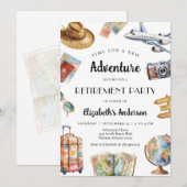 Adventure Travel Theme Retirement Invitation (Devant / Derrière)