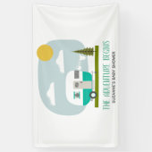 Adventure Turquoise Retro Camper Boy Baby shower Spandoek (Verticaal)