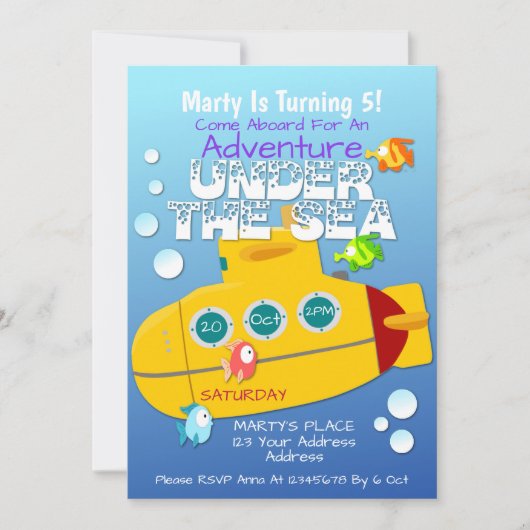 Adventure Under the Sea Birthday Invitation (Devant)