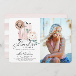 Adventure wacht op Afstuderen Pink Suitcase Kaart