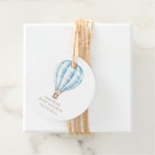 Adventure wacht op Blue Hot Air ballon-Baby shower Bedankjes Labels (In situ)