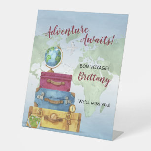 Adventure wacht op Geschakcases Farewell Moving Pa Reclamebord Met Voetstuk