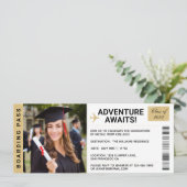 Adventure wacht op Graduation Invitation Ticket Kaart (Staand voorkant)