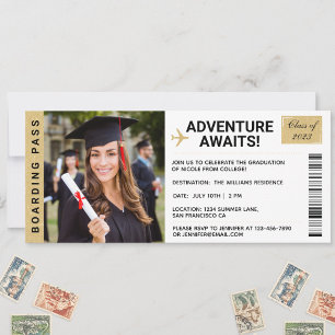 Adventure wacht op Graduation Invitation Ticket Kaart