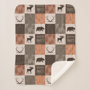 Adventure wacht op Minky/Sherpa Baby Blanket in Ru Sherpa Deken