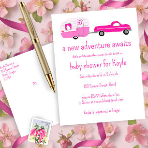 Adventure wacht op Schattige Truck & Trailer BABY  Uitnodiging Briefkaart