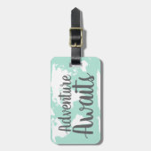 Adventure wacht op Wereldkaart & Mint Bagagelabel (Voorkant verticaal)