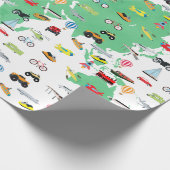 Adventure wacht op Wereldkaart Voertuigen Cadeaupapier (Hoek)