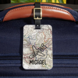 Adventure wacht op World Traveller Wereldkaart Bagagelabel