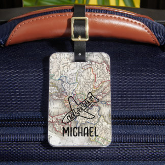 Adventure wacht op World Traveller Wereldkaart Bagagelabel