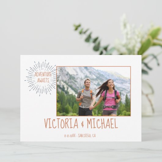 Adventure Wedding Photo Sla de datum Uitnodiging o (Staand voorkant)