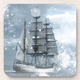 Adventure Winter Snow storm  piratenschip Onderzetter