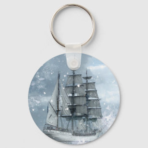 Adventure Winter Snow storm piratenschip Sleutelhanger