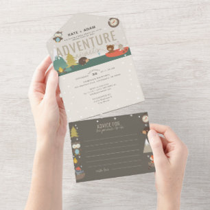 Adventure Woodland & Advice Neutraal Baby shower All In One Uitnodiging