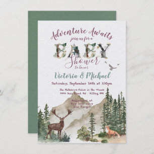 Adventure Woodland Baby shower bergbos Kaart
