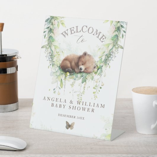 Adventure Woodland Beer Baby shower Welkom Reclamebord Met Voetstuk (Insitu)