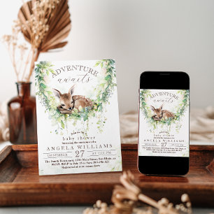 Adventure Woodland Herten groen Baby shower Kaart
