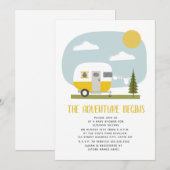 Adventure Yellow Camper Clothesline Baby shower Kaart (Voorkant / Achterkant)