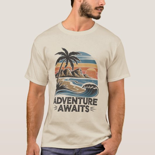 Adventures Await: Bold Exploration T-Shirt Design (Voorkant)