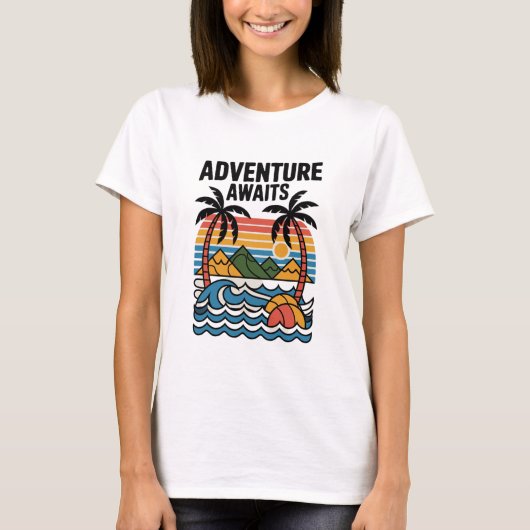 Adventures Await: Bold Exploration T-Shirt Design (Voorkant)