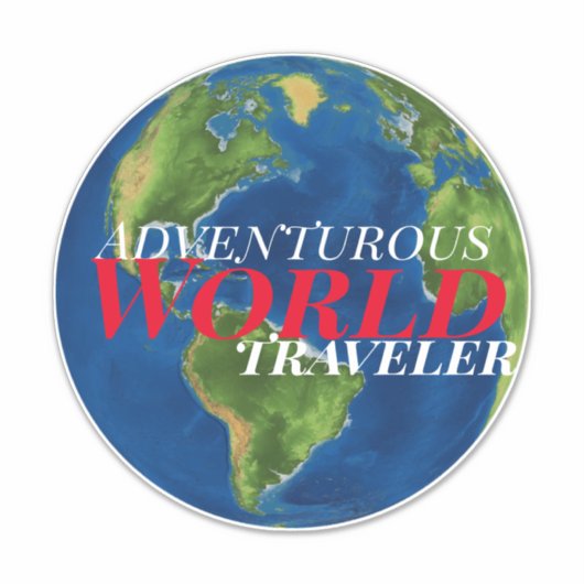 Adventurose wereldreiziger sticker (Voorkant)