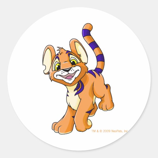 Adventurous oranje Kougra Ronde Sticker (Voorkant)