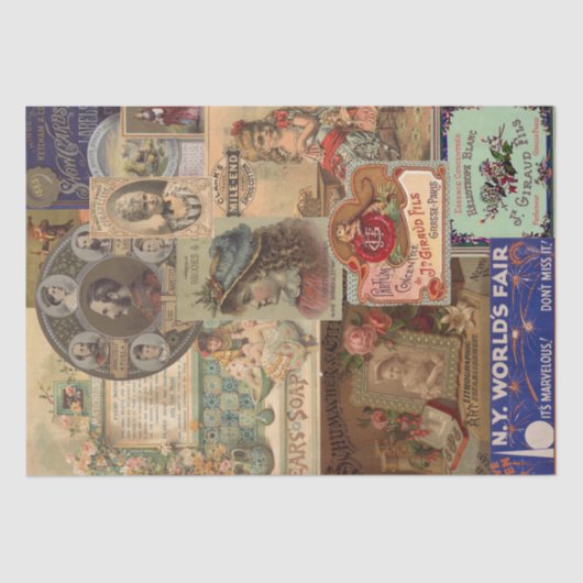  adverteerders Collage Shabby Chic Decoupage Tissuepapier (Voorkant)
