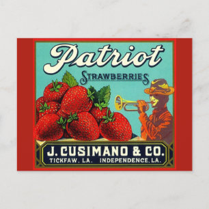 Adverteren aardbeien Onafhankelijkheid LA Feestdagenkaart