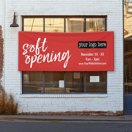 Adverteren bij zachte opening - Logo en details to Spandoek