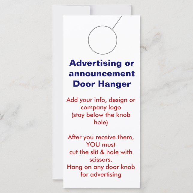 Adverteren DEUR HANGER-labels (Voorkant)