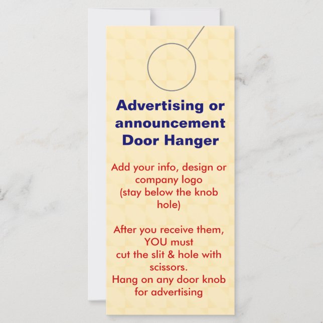 Adverteren DEUR HANGER-labels (Voorkant)