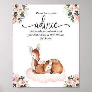 Advice Baby shower Oh Deer Poster