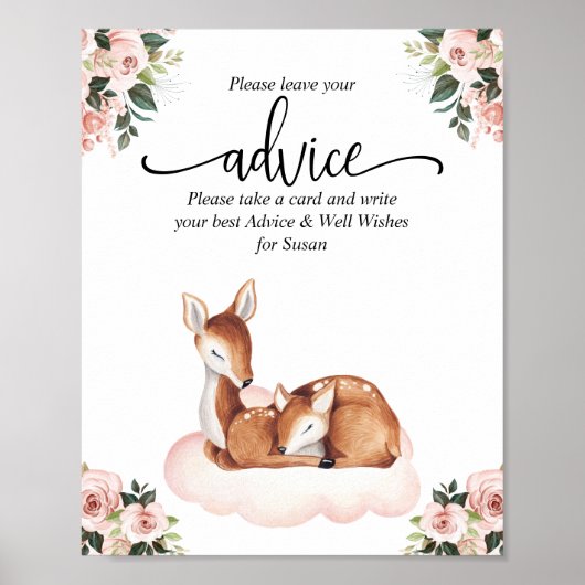 Advice Baby shower Oh Deer Poster (Voorkant)