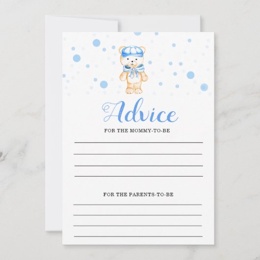 Advice Blue Boy Baby shower Kaart (Voorkant)