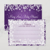 Advice Card Baby shower Winter Sparkle Paars Kaart (Voorkant / Achterkant)