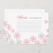 Advice Card Pink Silver Winter Snowflakes Informatiekaartje (Voorkant / Achterkant)