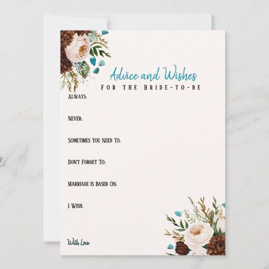 Advice & Wishes  Bridal shower Western Boho  (Voorkant)