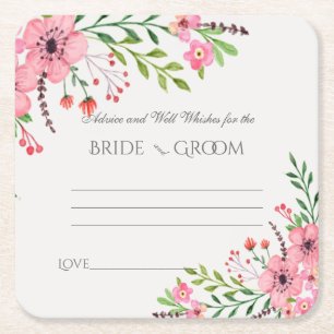 Advies en goede wensen, roze Waterverf Vierkante Kartonnen Onderzetter