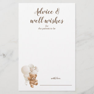 Advies en goede wensen Teddybeer-babyshower  Flyer