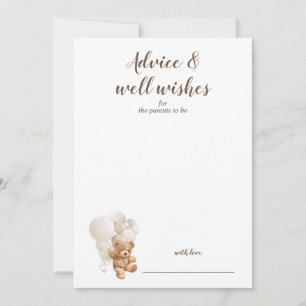 Advies en goede wensen Teddybeer babyshower kaart