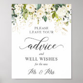 Advies en goede wil Witte rozen bloemen Poster (Voorkant)