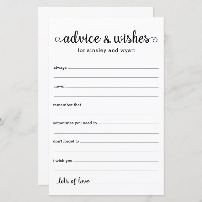 Advies en wensen (Voorkant / Achterkant)