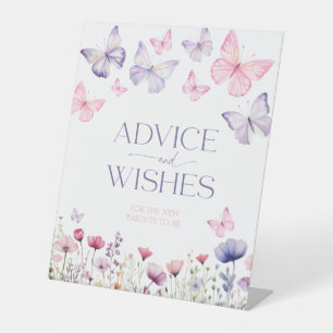 Advies en wensen Baby shower Butterfly Floral Reclamebord Met Voetstuk