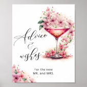 Advies en wensen bloemblaadjes en Prosecco Pink Fl Poster (Voorkant)