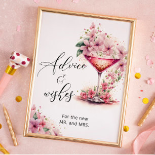 Advies en wensen bloemblaadjes en Prosecco Pink Fl Poster
