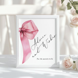 Advies en wensen voor nieuwe ouders roze Bow Poster