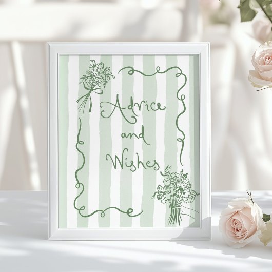 Advies en wensen Whimsical Sagge green Bridal Poster